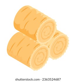 Modern isometric icon of hay rolls 