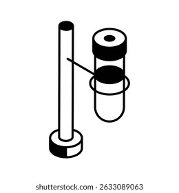 A modern isometric icon of lab retort stand