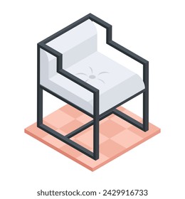 Modern isometric icon of metal armchair