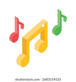 Modern isometric icon of musical performance notes