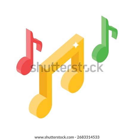 Modern isometric icon of musical performance notes