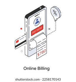 Modern isometric icon of online billing 