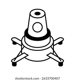 A modern isometric icon of parabolic dish antenna