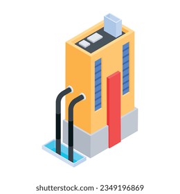 Modern isometric icon of refinery tower 