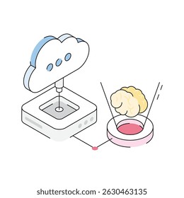 Ein modernes isometrisches Symbol, das eine ai Cloud-Plattform darstellt