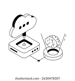 A modern isometric icon representing ai cloud platform