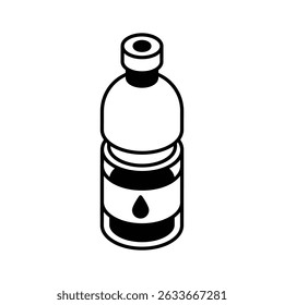 A modern isometric icon of reusable water bottle container