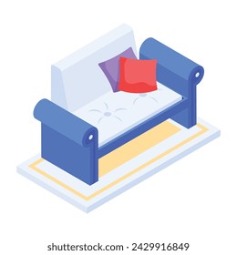 Modern isometric icon of a room settee