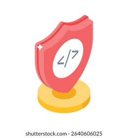 A modern isometric icon of secure code shield