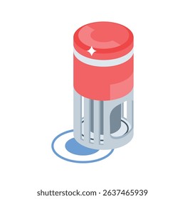 A modern isometric icon of self-inking automatic stamp device
