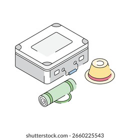 A modern isometric icon showcasing packed travel luggage