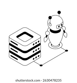 A modern isometric icon showing bot server management