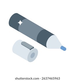 A modern isometric icon showing permanent classroom marker pen