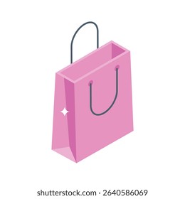 A modern isometric icon showing shopping bag