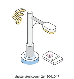 Modern isometric icon showing smart streetlamp with signals