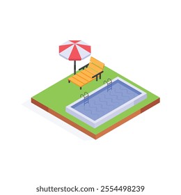 Modern isometric icon of swimming pool, ready to use vector
