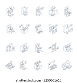 Modern Isometric Icons of Online Shopping and Retail
