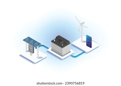 Modern isometric illustration of a house using solar panels with renewable energy.  Suitable for Diagrams, Game Asset, And Other asset