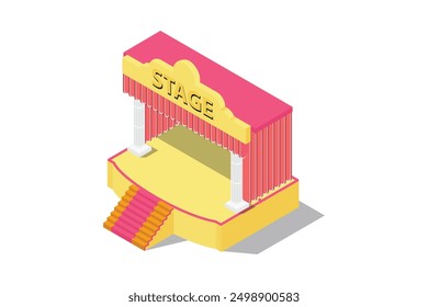Modern isometric illustration orchestra performance stage, in White Isolated Background With People and Digital Related Asset