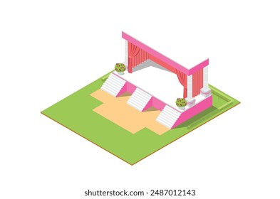 modern isometric illustration of sacred marriage vow altar with flowers, Suitable for Diagrams, Infographics, Game Assets, and Other Graphics