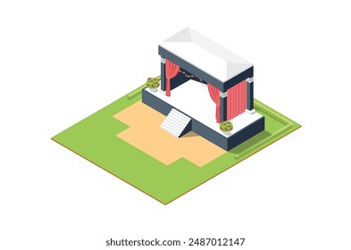 modern isometric illustration of sacred marriage vow altar with flowers, Suitable for Diagrams, Infographics, Game Assets, and Other Graphics