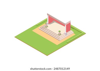 modern isometric illustration of sacred marriage vow altar with flowers, Suitable for Diagrams, Infographics, Game Assets, and Other Graphics