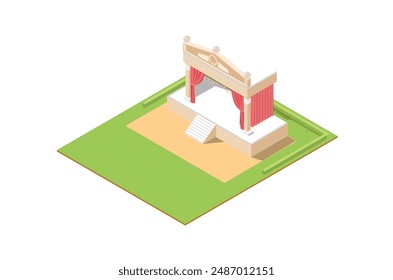 modern isometric illustration of sacred marriage vow altar with flowers, Suitable for Diagrams, Infographics, Game Assets, and Other Graphics