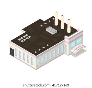 Modern isometric industrial complex. A vector illustration of an isometric factory. Industrial factory concept.