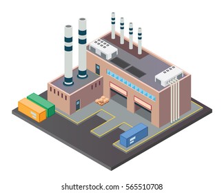 Modern Isometric Industrial Factory and Warehouse Building, Suitable for Diagrams, Infographics, Illustration, And Other Graphic Related Assets