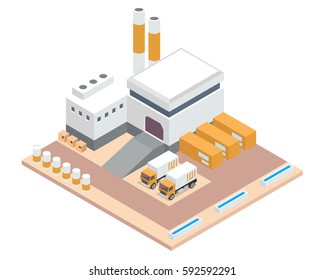 Modern Isometric Industrial Factory and Warehouse Logistic Building, Suitable for Diagrams, Infographics, Illustration, And Other Graphic Related Assets