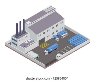 Modern Isometric Industrial Factory and Warehouse Logistic Building, Suitable for Diagrams, Infographics, Illustration, And Other Graphic Related Assets