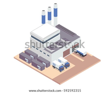 Modern Isometric Industrial Factory and Warehouse Logistic Building, Suitable for Diagrams, Infographics, Illustration, And Other Graphic Related Assets