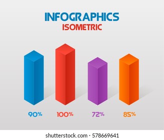 Modern isometric infographics element template. Vector illustration. can be used for workflow layout, diagram, banner, web design or presentation
