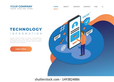 Modern Isometric Information Technology Web Landing Page Header Vector
