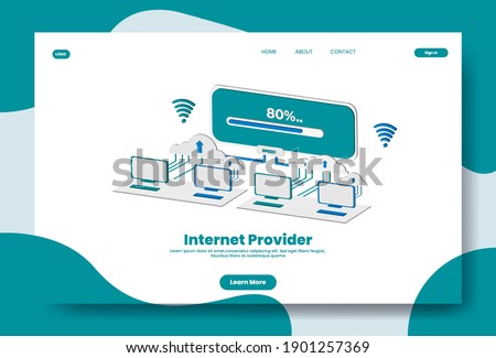 Modern isometric internet provider concept illustration