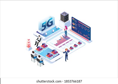 Modern isometric internet speed technology for the development of 5g communication technology. Online based vector illustration Suitable for Diagrams, Infographics, Game Assets, and Other Graphics