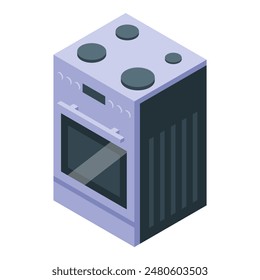 Modern isometric kitchen stove illustration with clean lines and minimalistic design for energyefficient cooking and baking in a contemporary home interior