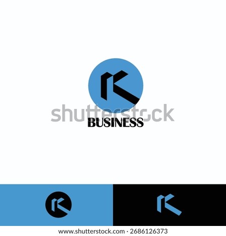 Modern Isometric Letter K Hexagonal Box Logo in a Circle with three different backgrounds.