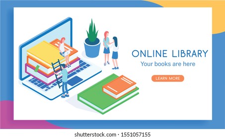 Modern isometric library vector illustration. 