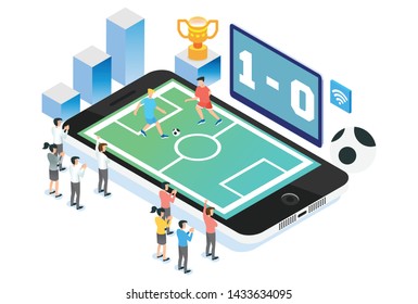 Modern Isometric Live Soccer Tournament Illustration, Suitable for Diagrams, Infographics, Book Illustration, Game Asset, And Other Graphic Related Assets