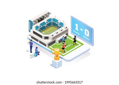 Modern Isometric Live Soccer Tournament Illustration, Suitable for Diagrams, Infographics, Book Illustration, Game Asset, And Other Graphic Related Assets