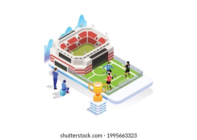 Modern Isometric Live Soccer Tournament Illustration, Suitable for Diagrams, Infographics, Book Illustration, Game Asset, And Other Graphic Related Assets