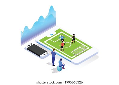 Modern Isometric Live Soccer Tournament Illustration, Suitable for Diagrams, Infographics, Book Illustration, Game Asset, And Other Graphic Related Assets