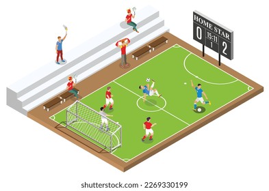 Modern Isometric Live Soccer Tournament Illustration, Suitable for Diagrams, Infographics, Book Illustration, Game Asset, And Other Graphic Related Assets