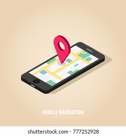 modern isometric mobile navigation illustration