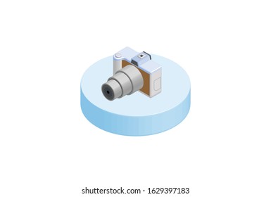 Modern Isometric Mockup DIgital Photo Camera 3D, Suitable for Diagrams, Infographics, Game Asset, And Other Graphic Related Assets