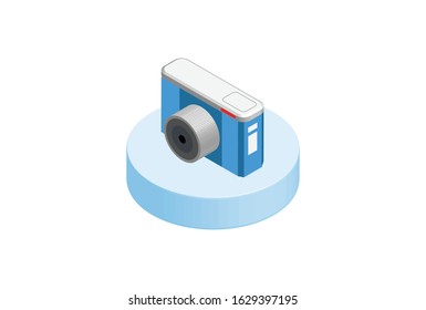 Modern Isometric Mockup DIgital Photo Camera 3D, Suitable for Diagrams, Infographics, Game Asset, And Other Graphic Related Assets
