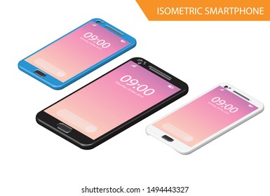 Modern Isometric Mockup Phone Illustration, Suitable for Diagrams, Infographics, Book Illustration, Game Asset, And Other Graphic Related Assets