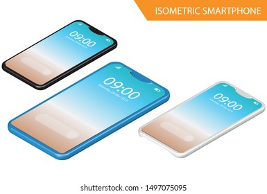 Modern Isometric Mockup Phone Illustration With Gradient, Suitable for Diagrams, Infographics, Game Asset, And Other Graphic Related Assets