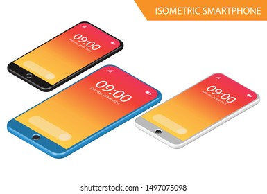 Modern Isometric Mockup Phone Illustration With Gradient  Suitable for Diagrams  Infographics  Game Asset  And Other Graphic Related Assets